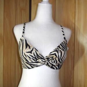 NWT Shade & Shore Zebra Underwire Built-in Bra Swimwear Bikini Top 36B